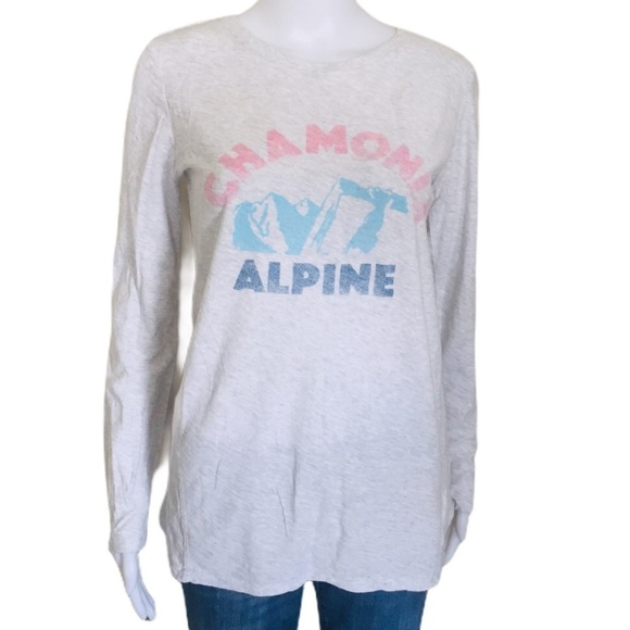 GAP Vintage Wash Alpine Mountain Champion Print Ski Top With Long Sleeves Grey S - Picture 1 of 13